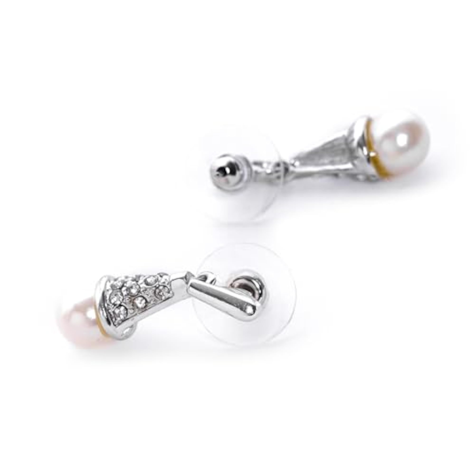 Rhodium Plated Necklace Set with Pearl Drop