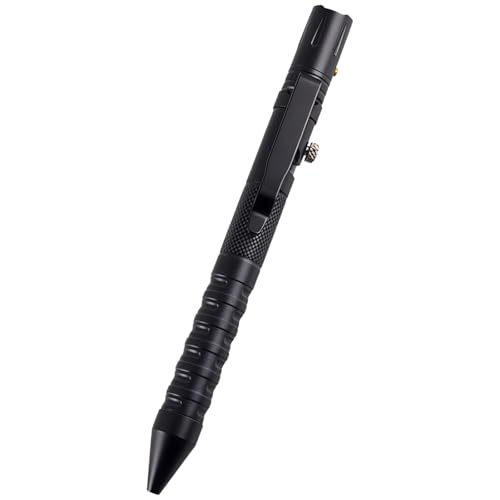 Aluminum Alloy Tactical Pen Multifunctional, Gear for Writing, Emergency Lighting, and Breaking Windows, Black, Led Light, Replaceable Ink Cartridge, Ideal Gift Holiday and Graduation