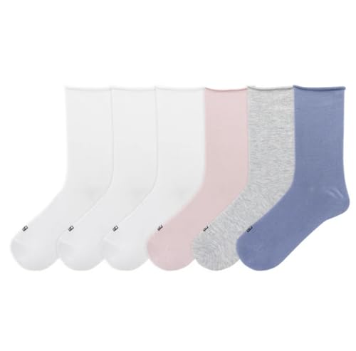 K. Bell Women's Modal Roll Top Socks, 6 pairs, Assorted Solid Colors, Fits Shoe Sizes 5.5-102