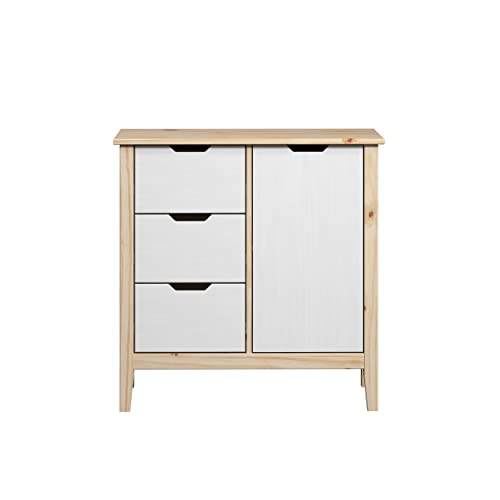 Inter-Furn Kommode Latera, 78 x 79 x 39 cm Kiefer Massiv - Weiß/Natur lackiert