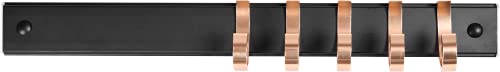 Image of Plantex Aluminum Hook Rail with Movable Hooks for Bathroom /Kitchen /Cloth Wall Hanger - Hooks for Clothes Hanging (5 Hooks - Black & Gold)
