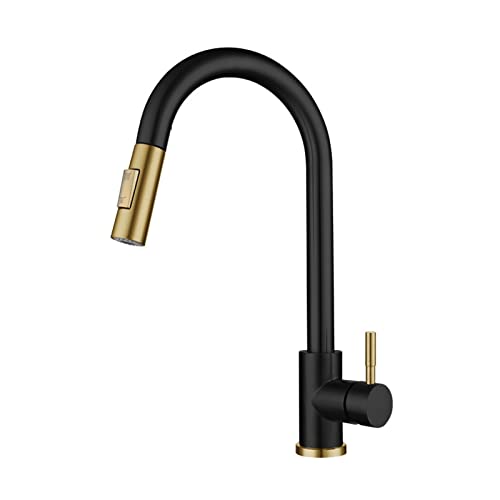 Pull Out Sensor Gold Kitchen Faucet Sensitive Touch Control Faucet Mixer for Kitchen Touch Sensor Kitchen Mixer Tap(Black Gold,Smart TOUCH)