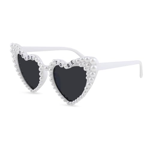 chenyu Gafas de sol para novia con forma de corazón blanco con perlas, ojos de gato, lentes de sol para novia, regalos de despedida de soltera, accesorios para novia, adultos, mujeres y mujeres chenyu Gafas de sol para novia con forma de corazón blanco con perlas, ojos de gato, lentes de sol para novia, regalos de despedida de soltera, accesorios para novia, adultos, mujeres y mujeres