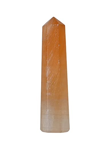 Image of Amazing Gemstone Orange Selenite Crystal Towers ~ Natural Healing Crystal Point Obelisk for Reiki Healing and Crystal Grid (3 inch to 4 inch INCH)