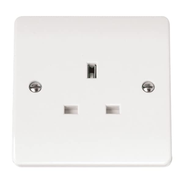 Click Unswitched Socket Twin Earth Terminals 13 Amp 1 Gang White PVC