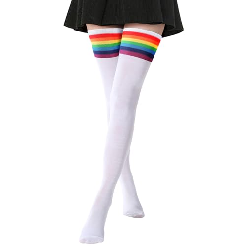 Image of DRESHOW Extra Long High Thigh Socks Striped Over Knee Thin Tights Long Stocking