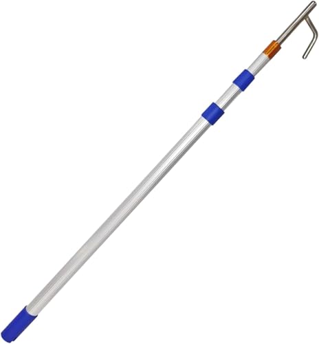 Gancho de aluminio para acoplamiento, poste de empuje flotante telescópico con gancho de acero inoxidable, imprescindible para barco portátil