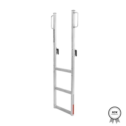 Image of RIGCRAFTOR - Heavy Duty 3-Step Aluminum Truck Ladder with Mounting Hooks - Non-Slip Steps and 3 Secure Contact Points - Quick, Stable Access for Pickup & Flatbed Trailers - Portable Truck Ladder