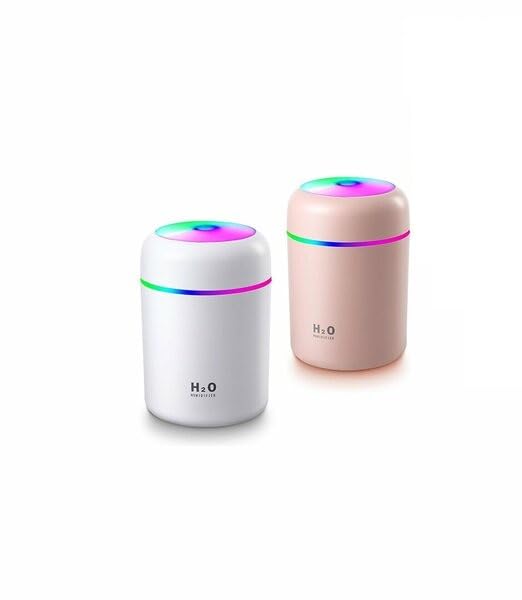 300 ml Mini USB Hava Nemlendirici ve Buhar Makinesi - LED Işıklı Taşınabilir Koku Giderici Masaüstü Difüzör, Ev, Ofis ve Araç İçi Nemlendirici (Karışık Renk: Beyaz, Pembe veya Siyah)