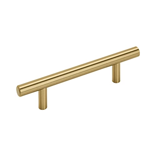 Image of Amerock | Cabinet Pull | Champagne Bronze | 3-3 /4 inch (96 mm) Center to Center | Bar Pulls | 1 Pack | Drawer Pull | Drawer Handle | Cabinet Hardware | 3-3 /4 inch (96mm) Center-to-Center Mounting Distance and 6-1 /8 inches Overall Length, Durable Carbon Steel Cabinet Hardware