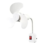Ventilatore da presa 2026 con adattatore, ventilatore con collo a cigno flessibile e attacco per lampada, adatto per ventilatori da tavolo a risparmio energetico in cucina e bagno. (Bianco, 16X10CM)