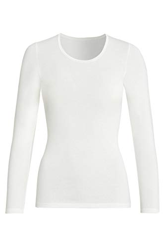 con-ta Langarm Shirt, klassisches Oberteil für Damen, aus weichem Angora und Baumwolle, dezentes Basic, in Wollweiß, Größe: 40