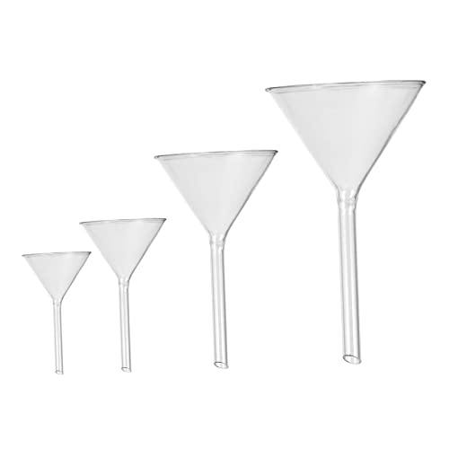 Cabilock Chemistry Lab Glass Funnel Set Short Tube Round Triangle Borosilicate High Visibility for Filling Liquids Extracts
