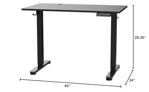ErGear Small Height Adjustable Electric Standing Desk, 40 x 24 Inches Sit Stand up Desk, Memory Computer Home Office Desk with Two-Piece Desktop (Black)