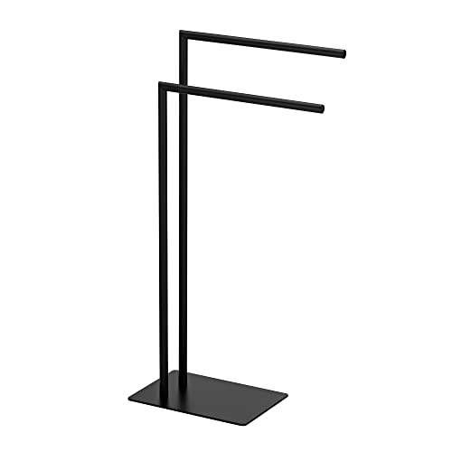 Kela Freistehender Handtuchständer, zweistöckiger Organizer für Bad- und Handtücher, stabil nach Gewicht, elegantes Design, mattschwarz