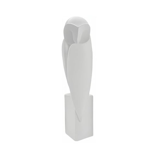 Escultura minimalista búho blanco de resina decorativa