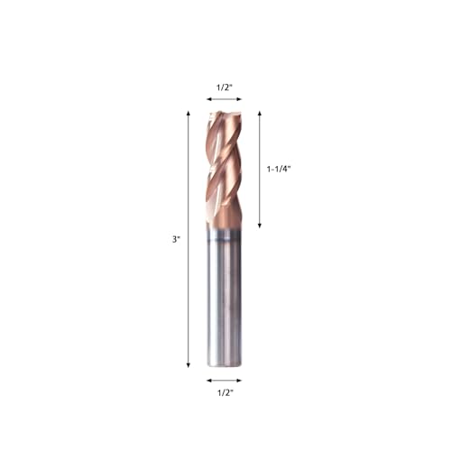 Image of NZ 3 Flute 1 /2 inch Square End Mill with TiSiN Coating | Milling Cutter HRC55 for Machining Aluminum and Copper