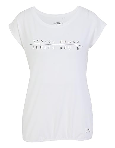 Venice Beach Sport-T-Shirt für Damen mit körperumspielender Schnittform und Rundhalsausschnitt Wonder L, Cloud White