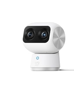 eufy Security 4K Indoor Cam S350, No Subscription, Dual Cameras, 8× Zoom, 360° Coverage, Works as a Pet Camera, Nanny/Senior/Baby Monitor, AI Auto-Tracking, Human/Pet/Cry Detection, 2.4/5 GHz Wi-Fi