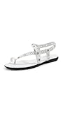 Tory Burch Women's Eyelet Toe Ring Sandals, Cloud/Silver, 11 Medium US