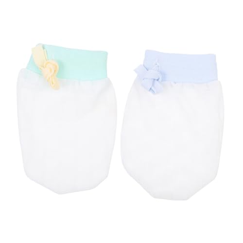 COLLBATH 2 Pair Baby Anti-scratch Mittens Newborn Ice Silk Glove Adjustable Drawstring Soft Breathable Hand Protectors for Face Body