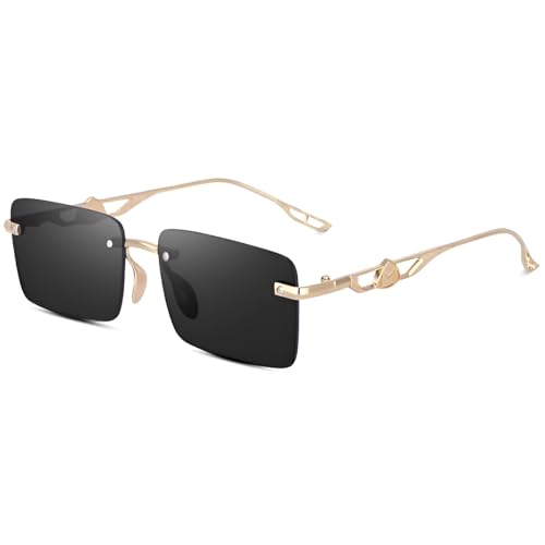 Image of IFLASH UV Protected Rectangular Rimless Sunglasses for Men and Women