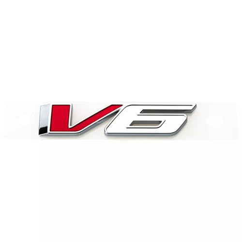 Image of 1pc V6 Emblem Fit for 2017-2021 Truck Badge 3D Nameplate Sticker 23349280 (Silver Red)
