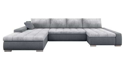 Mirjan24 Sofá esquinero Caro Premium, sofá en forma de U, sofá esquinero con caja de cama y función de sueño, sofá esquinero, esquina tapizada, sofá cama para salón, paisaje residencial (Otusso 04 +