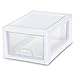 Sterilite 6-Pack 6 Quart Stacking Drawer, Clear Storage Closet Organizer, White Frame - Stackable Modular Plastic Drawers for Clothes, Accessories, Craft Supplies, Shoes or Linens