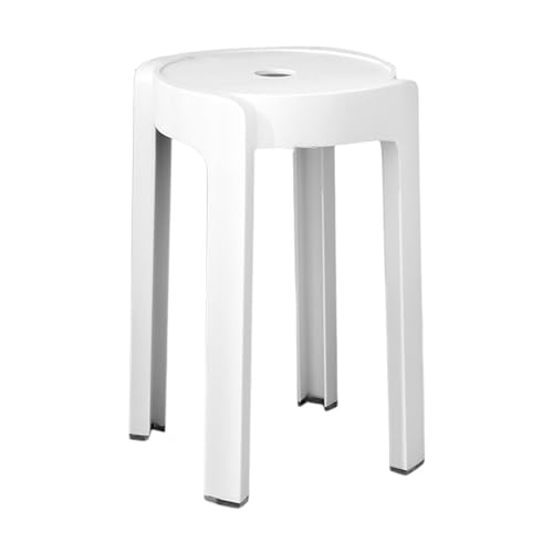 Image of The Artment White Tivo Set of 1 Plastic Stool Modern Stackable Multipurpose Stool with Anti-Slip Base | Lightweight Waterproof PP Stool for Bathroom, Kitchen, Balcony & Living Room, Home & Office