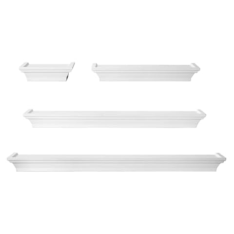 MELANNCO Floating Wall Shelves for Bedroom, Living Room, Bathroom, Kitchen, Nursery, Set of 4, White, 4 Count Cover