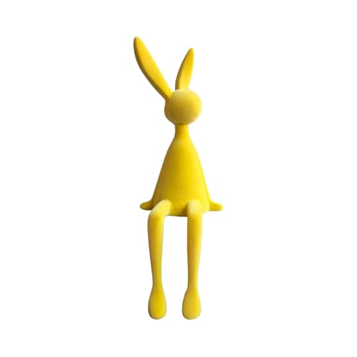 Estatua de conejo sentado, figura de conejo para decoración moderna del hogar, escultura de conejo sentado de resina para estante, mesa y decoración de sala de estar, bonito adorno de Pascua y regalo