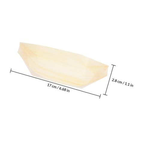 50 platos desechables de madera en forma de barco de sushi miniatura 2