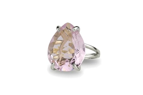 Bague quartz rose argenté symbole d'amour de soi et de douceur