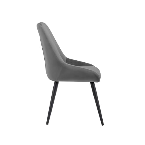 Image of Finch Fox Morris Velvet Dining Chair for Living Room, Bedroom, Home Office with Black Metal Legs in Dark Grey Color (Set of 4)