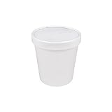 Mr Miracle 16 Ounce Soup / Frozen Dessert Containers with Lids in White. Pack of 25 Sets
