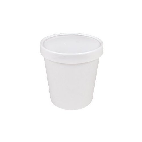 Mr Miracle 16 Ounce Soup / Frozen Dessert Containers with Lids in White. Pack of 25 Sets