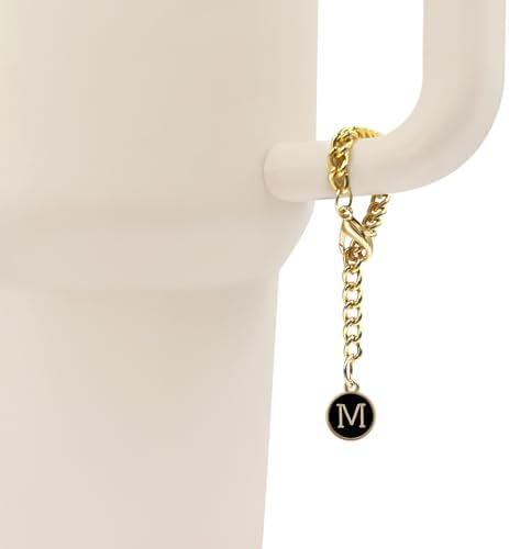 Velaco Letter Charm Accessories for Stanley 20 30 40 oz Tumbler with Handle, Chains with Initial Letter for Stanley Cup 30 40 oz with handle - 2 PCS, Midium, Alloy, No Gemstone