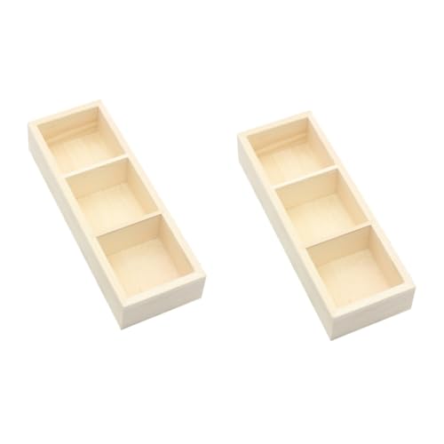 Amosfun 2 Piezas 3 caja de madera de almacenamiento Organizador para sobres de azúcar Organizador para sobres de bebidas de oficina contenedores para comida