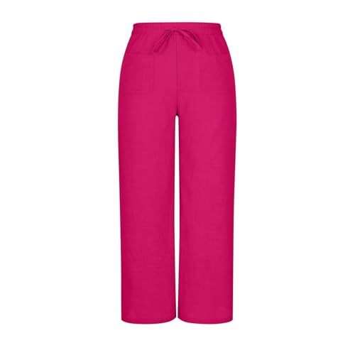 Pantalon de loisirs d'été pour femme taille XXL à coupe droite rose