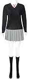 Anime Shikimoris Not Just A Cutie Cosplay Shikimori Costume JK Uniform Sweater Shirt Skirt Full Set for Halloween Outfit (Small, Black)