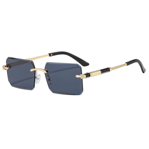 Lunettes de soleil photochromiques pour homme avec des verres polygonaux sans monture au style rétro