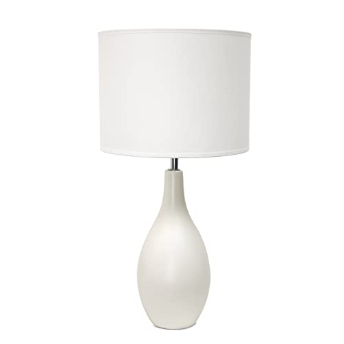 Simple Designs LT2002-OFF Oval Bowling Pin Base Ceramic Table Lamp, Off White