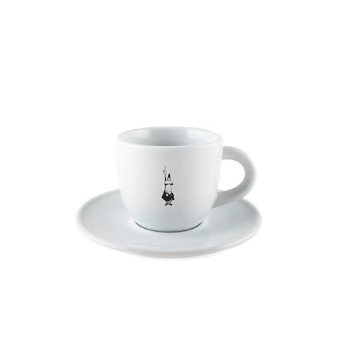 Bialetti Y0TZ097 Tazzina Moka Istituzionale (con Piattino), Porcellana, 80 ml