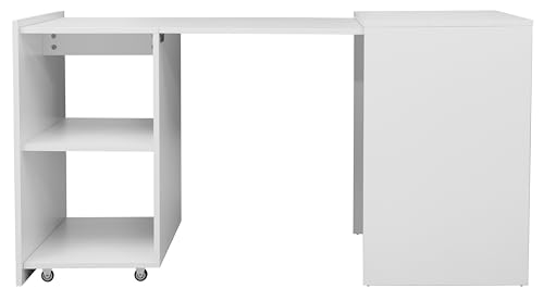 AVANTI TRENDSTORE Cadorago - Scrivania salvaspazio con piano a scomparsa in laminato di colore bianco opaco. LAP ca. 140x72x60 cm.
