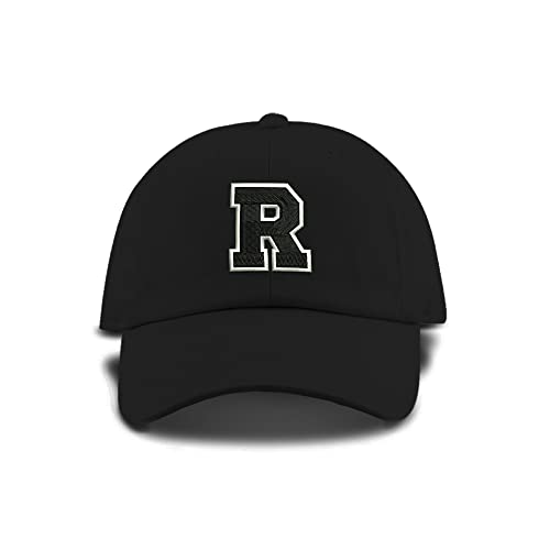 Monogram Letter or Number Baseball Cap Toddler, Youth Kids, and Adult Adjustable Black Hat with White and Black Thread