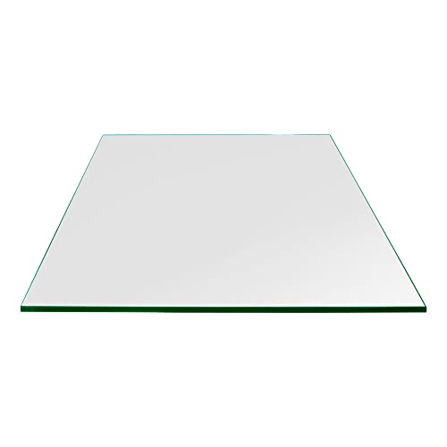 22" Inch Square Glass Table Top, 1/4 Inch Thick, Flat Polished Edge, Eased Corners, Tempered