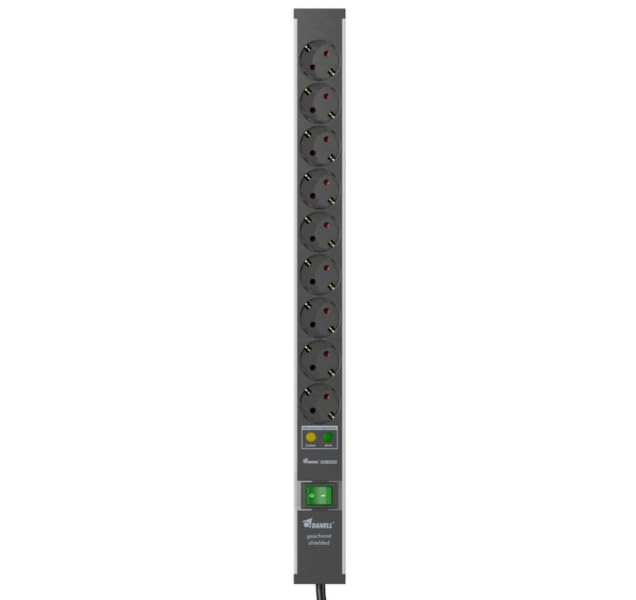 abgeschirmte Steckdosenleiste 9-Fach, mit PRP-Protect, zur Schirmung niederfrequenter elektrischer Felder