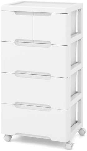 Giantex Rolling Storage Drawer Cart, 5 Drawers, Storage Unit on Wheels ...