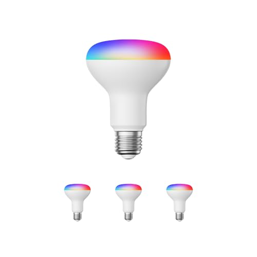 ledscom.de 4 Pieces E27 LED RGB Bulbs, R80, Warm White - Cool White (2700-6300 K), 9.9 W, 950lm, Smart Home, WLAN, Alexa, matt